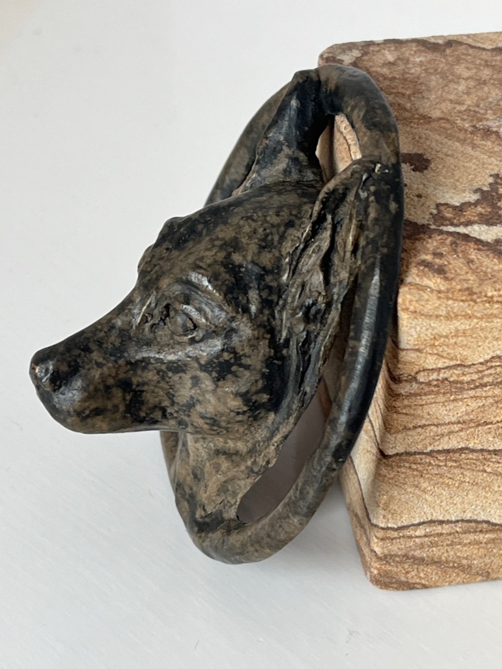 Bobbie Lorett Bronze Dog Sculpture Paperweight Modern Brutalist Animal Art - Picture 2 of 9